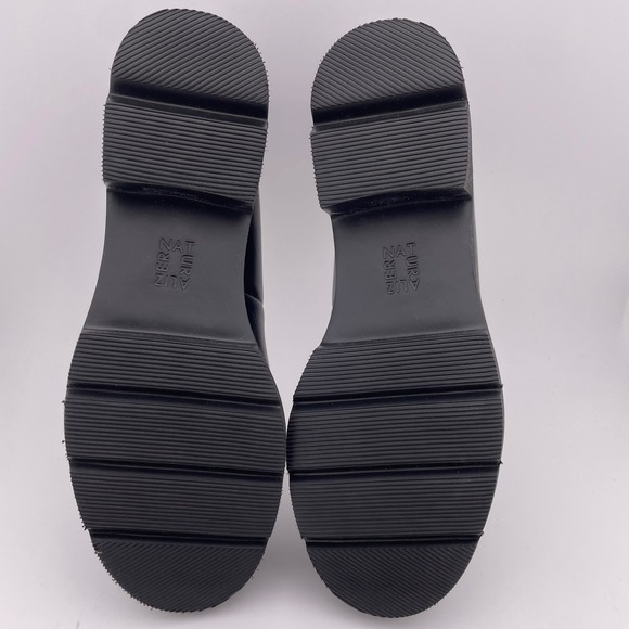 NATURALIZER Black Leather Darry Lug Sole Heeled Loafers Women's Shoes Size 8.5M - Picture 9 of 10